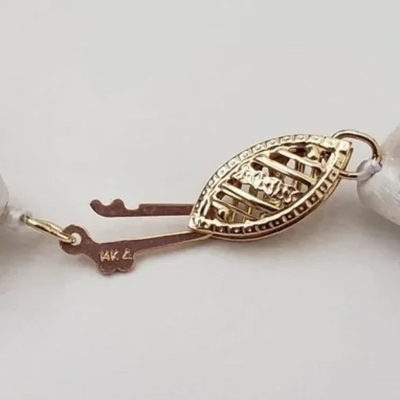 14K Yellow Gold Baroque Pearl Beaded Necklace - Picture 5 of 6